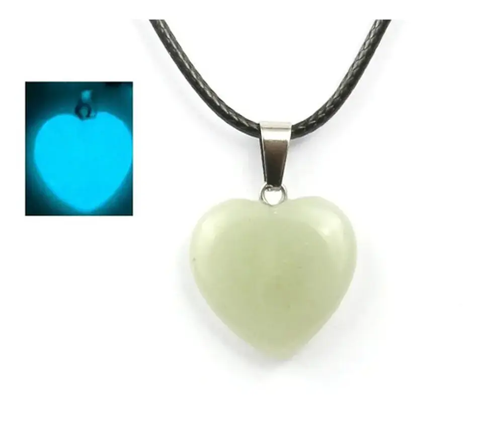 Collar Corazon Piedra Natural Brilla En La Oscuridad Mujer 13