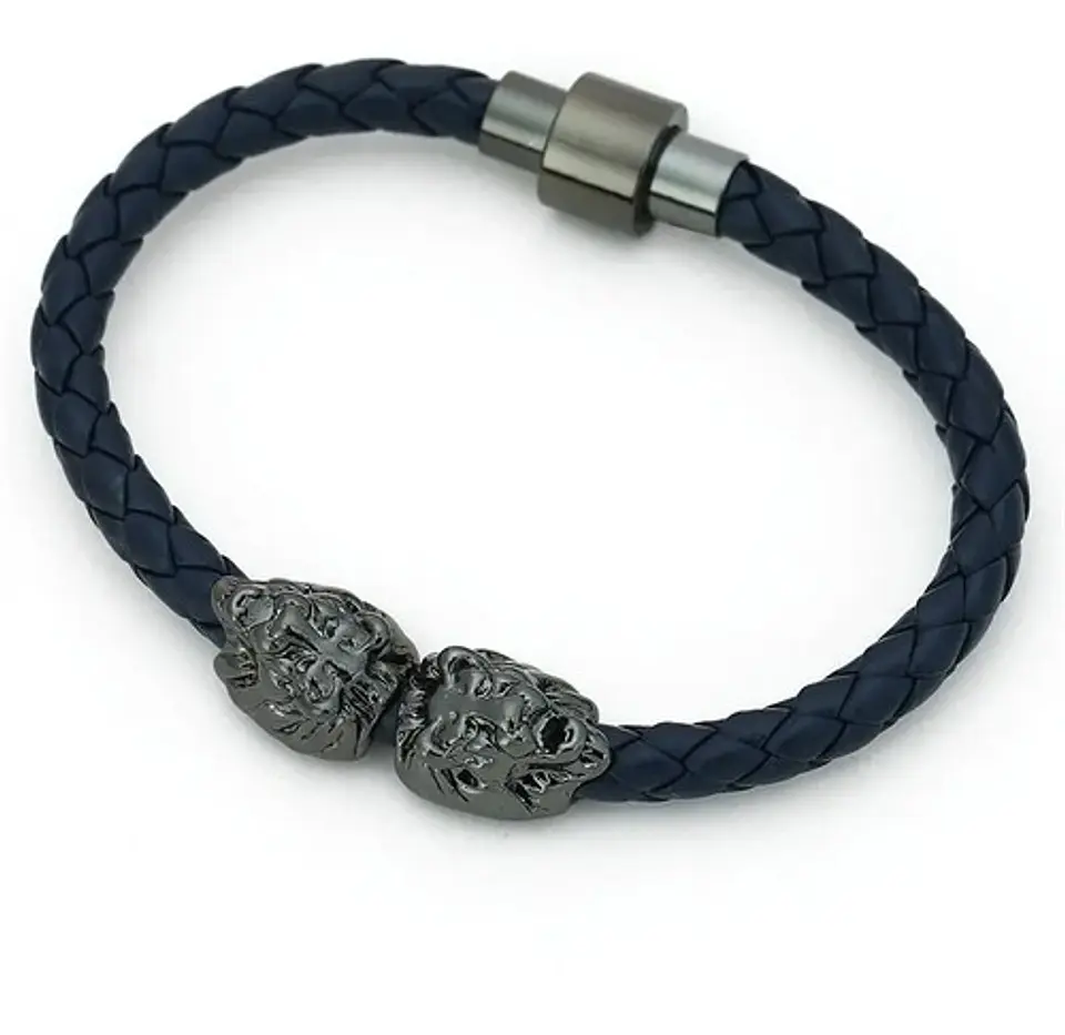 Pulsera Manilla Brazalete Cuero Magnética León Hombre Mujer 1