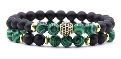 Pulsera Brazalete Manillas 2 Unids Piedras Naturales Hombre