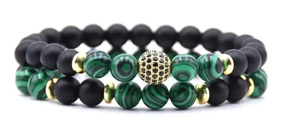 Pulsera Brazalete Manillas 2 Unids Piedras Naturales Hombre 1