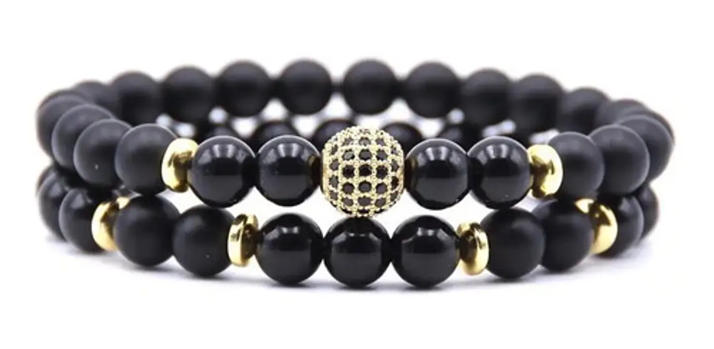 Pulsera Brazalete Manillas 2 Unids Piedras Naturales Hombre 2