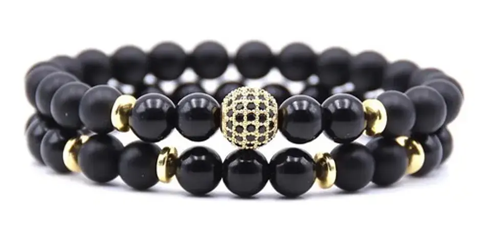 Pulsera Brazalete Manillas 2 Unids Piedras Naturales Hombre 2