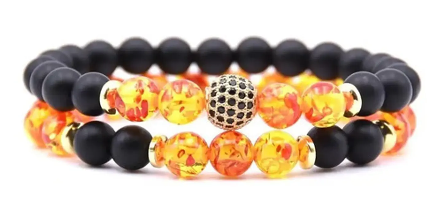 Pulsera Brazalete Manillas 2 Unids Piedras Naturales Hombre 4