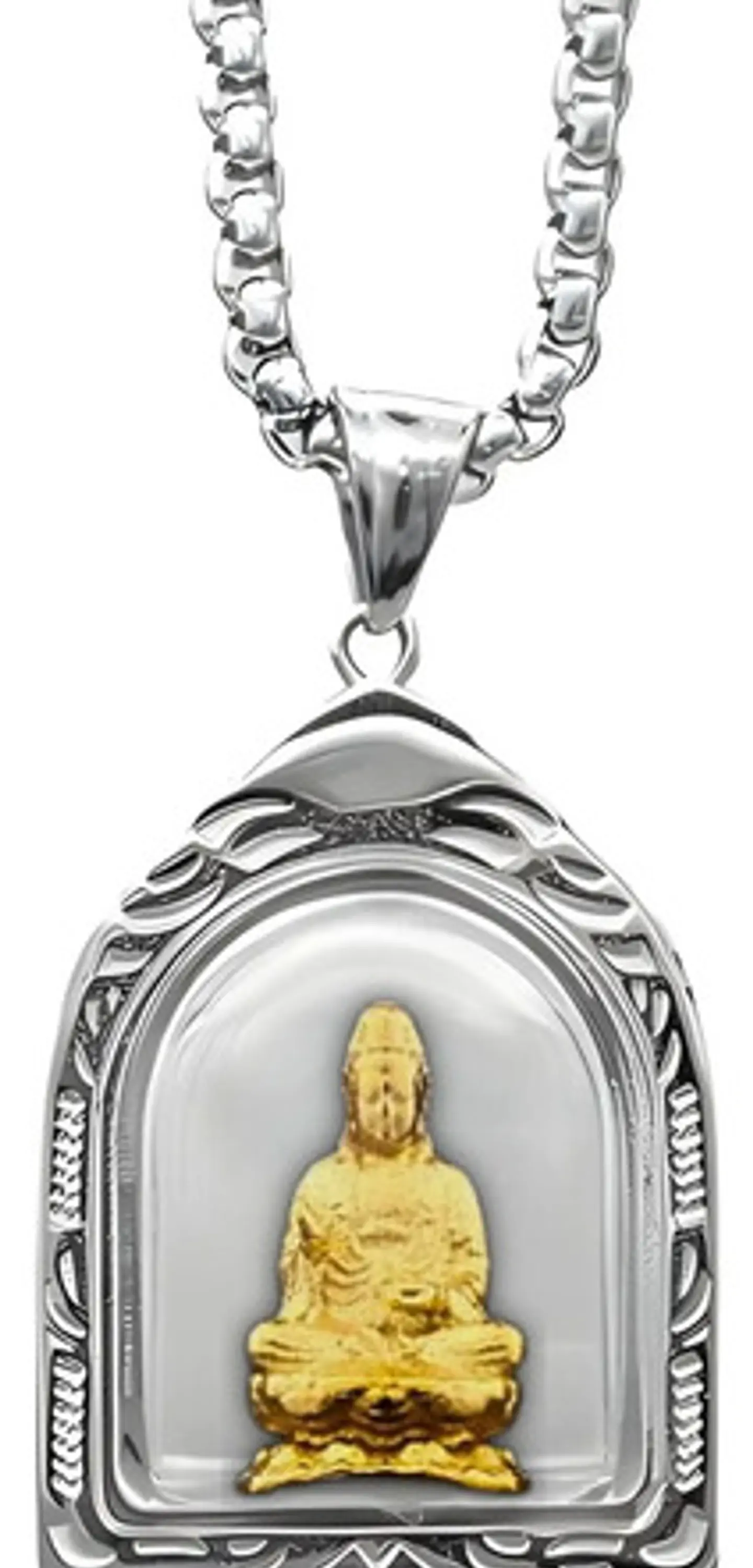 Collar Acero Inoxidable Color Oro Buda Meditación Hombre  4