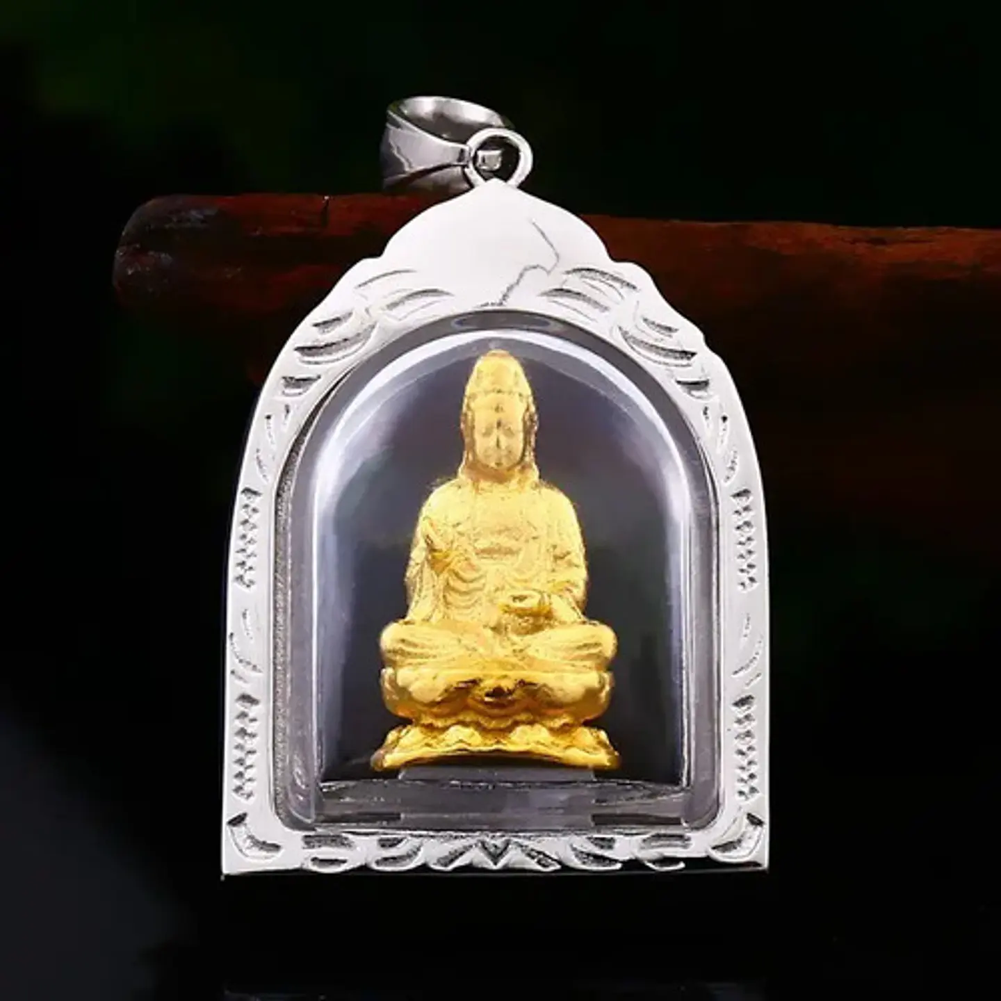 Collar Acero Inoxidable Color Oro Buda Meditación Hombre  6