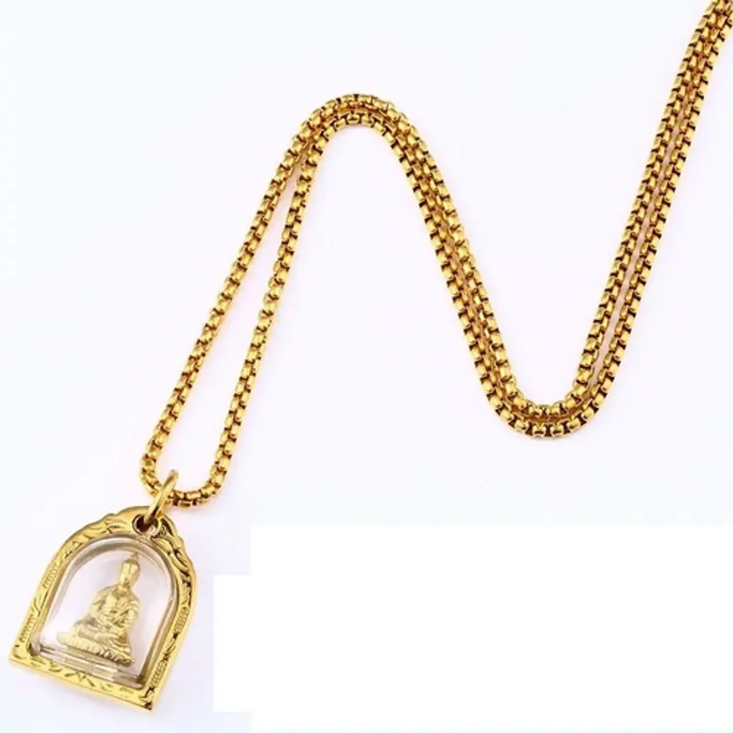 Collar Acero Inoxidable Color Oro Buda Meditación Hombre  8