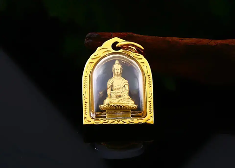 Collar Acero Inoxidable Color Oro Buda Meditación Hombre  10