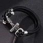 Brazalete Pulsera Cuero Ancla Acero Inoxidable Para Hombre - Miniatura 4