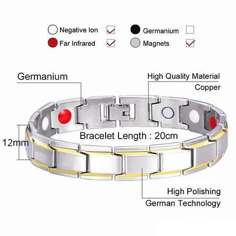 Pulsera Brazalete Turmalina Iones Germanio Magnética Hombre