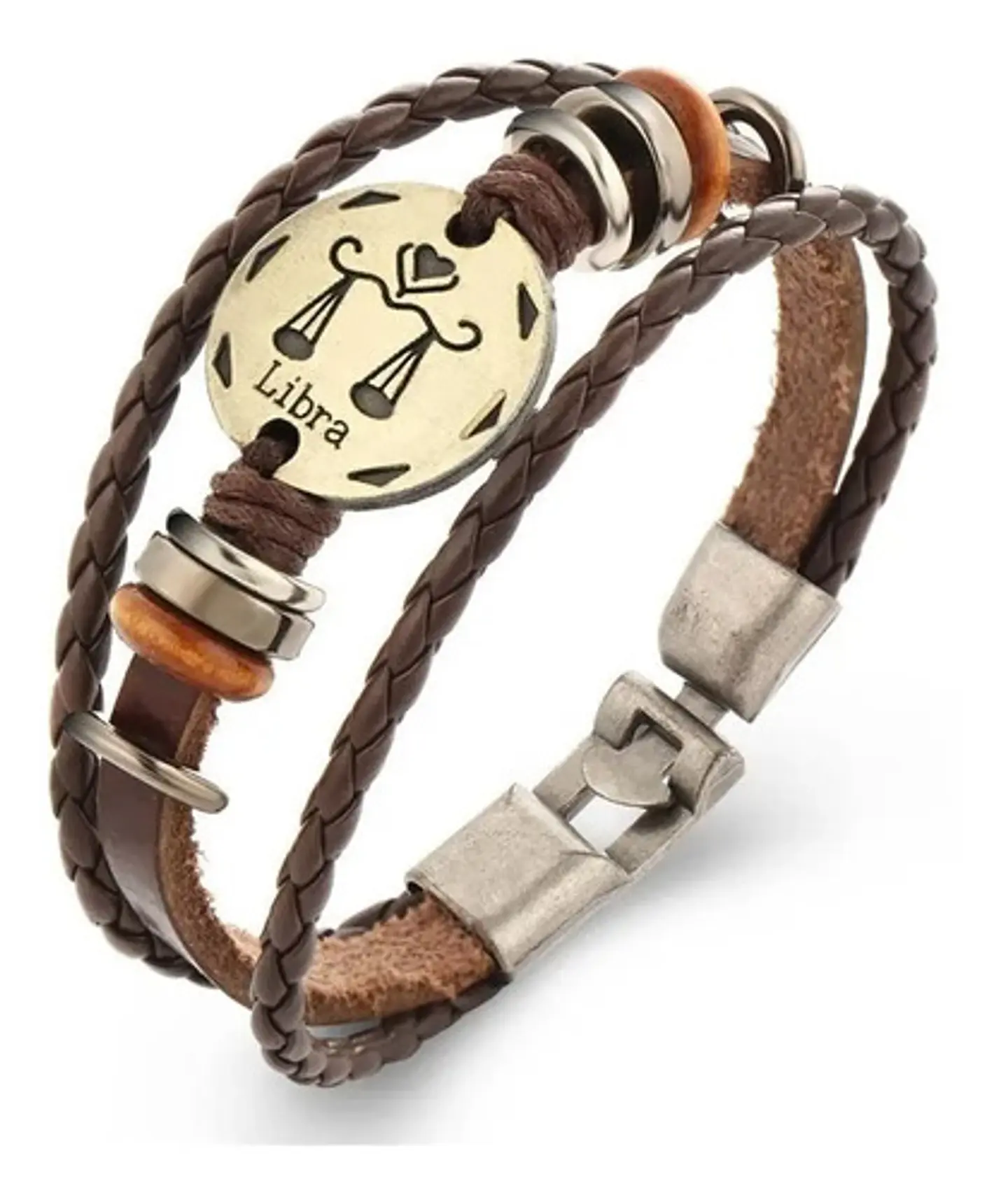 Manilla Pulsera Brazalete Signo Zodiaco Libra Cuero Hombre 1