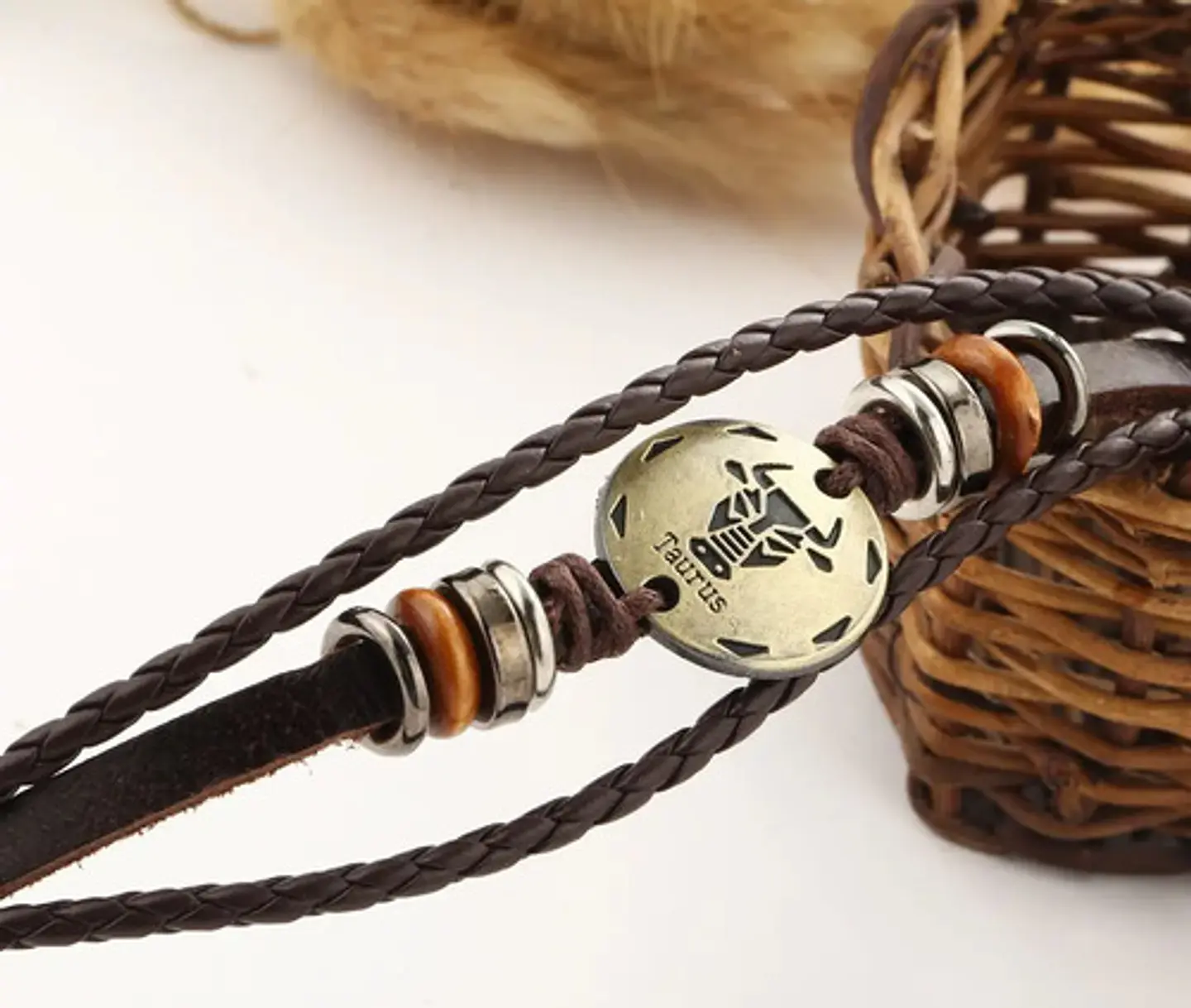 Manilla Pulsera Brazalete Signo Zodiaco Libra Cuero Hombre 7