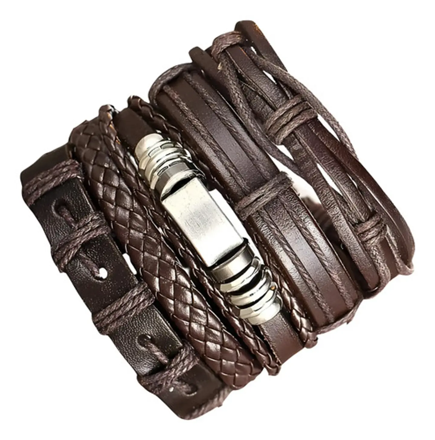 Set 5 Pulsera Manilla Brazalete Trenzada Cuero Hombre Mujer 1