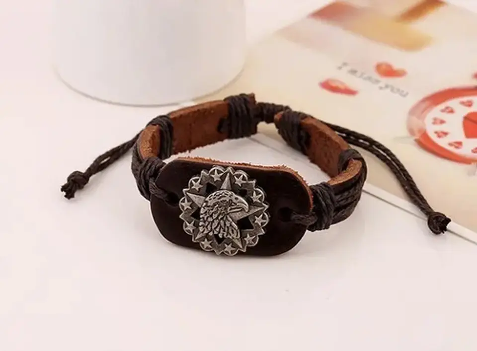 Manilla Pulsera Brazalete Cuero Aguila Para Hombre Mujer 3