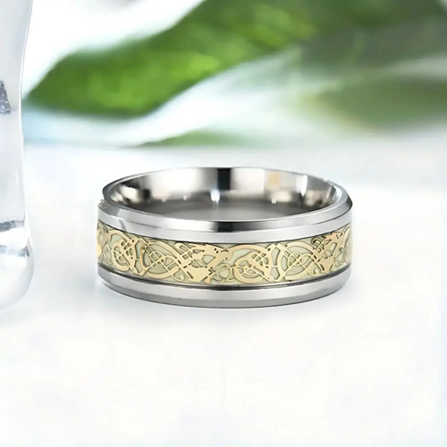 Anillo Argolla Brilla En La Oscuridad Dragón Luminoso Hombre 7