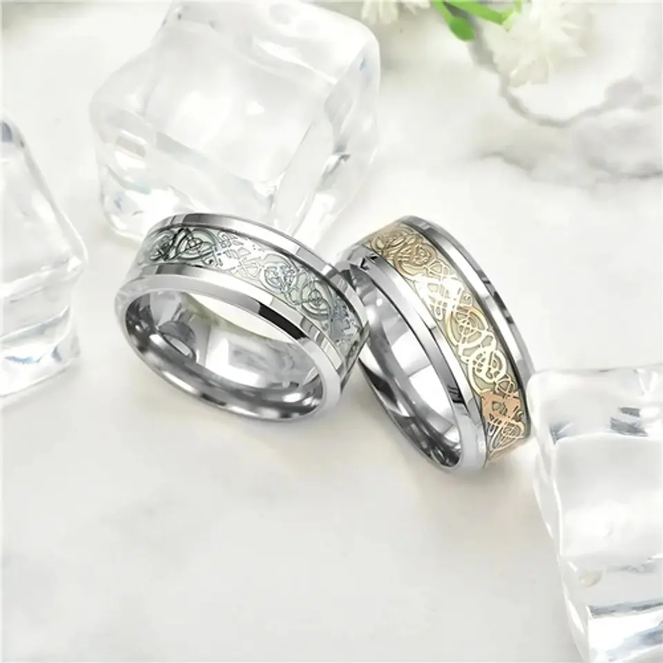 Anillo Argolla Brilla En La Oscuridad Dragón Luminoso Hombre 9