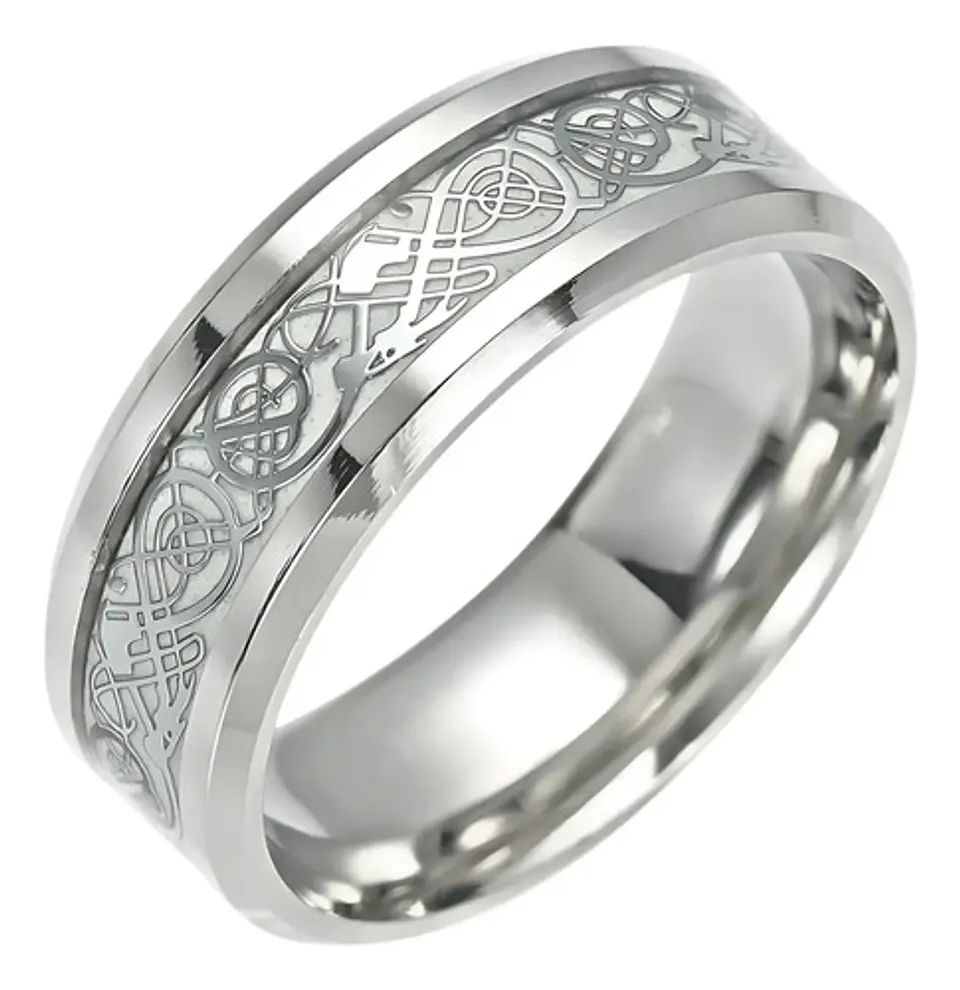 Anillo Argolla Brilla En La Oscuridad Dragón Luminoso Hombre 12