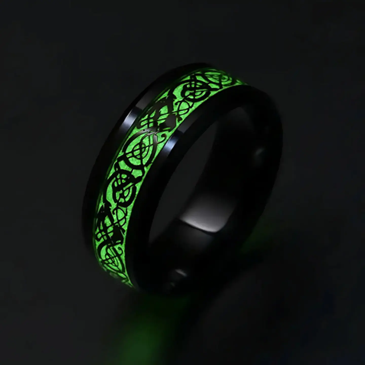 Anillo Argolla Brilla En La Oscuridad Dragón Luminoso Hombre 15