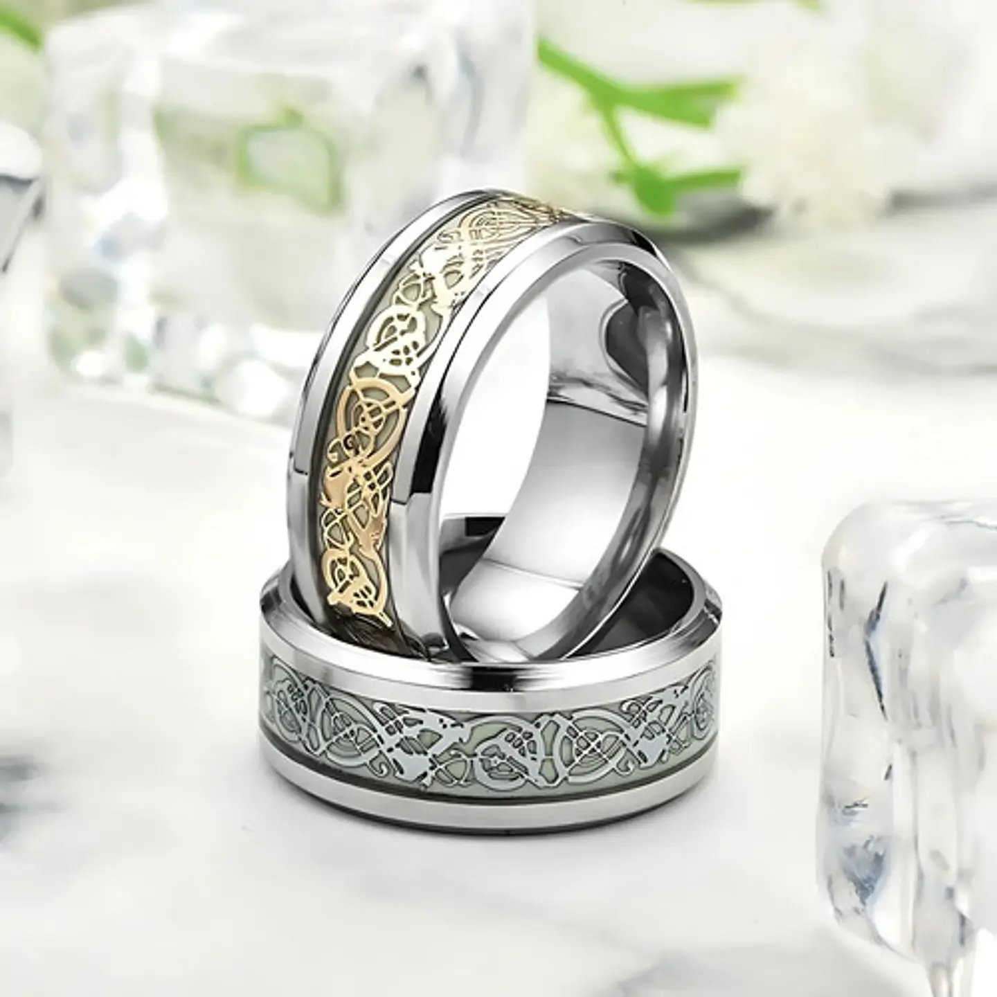 Anillo Argolla Brilla En La Oscuridad Dragón Luminoso Hombre 16
