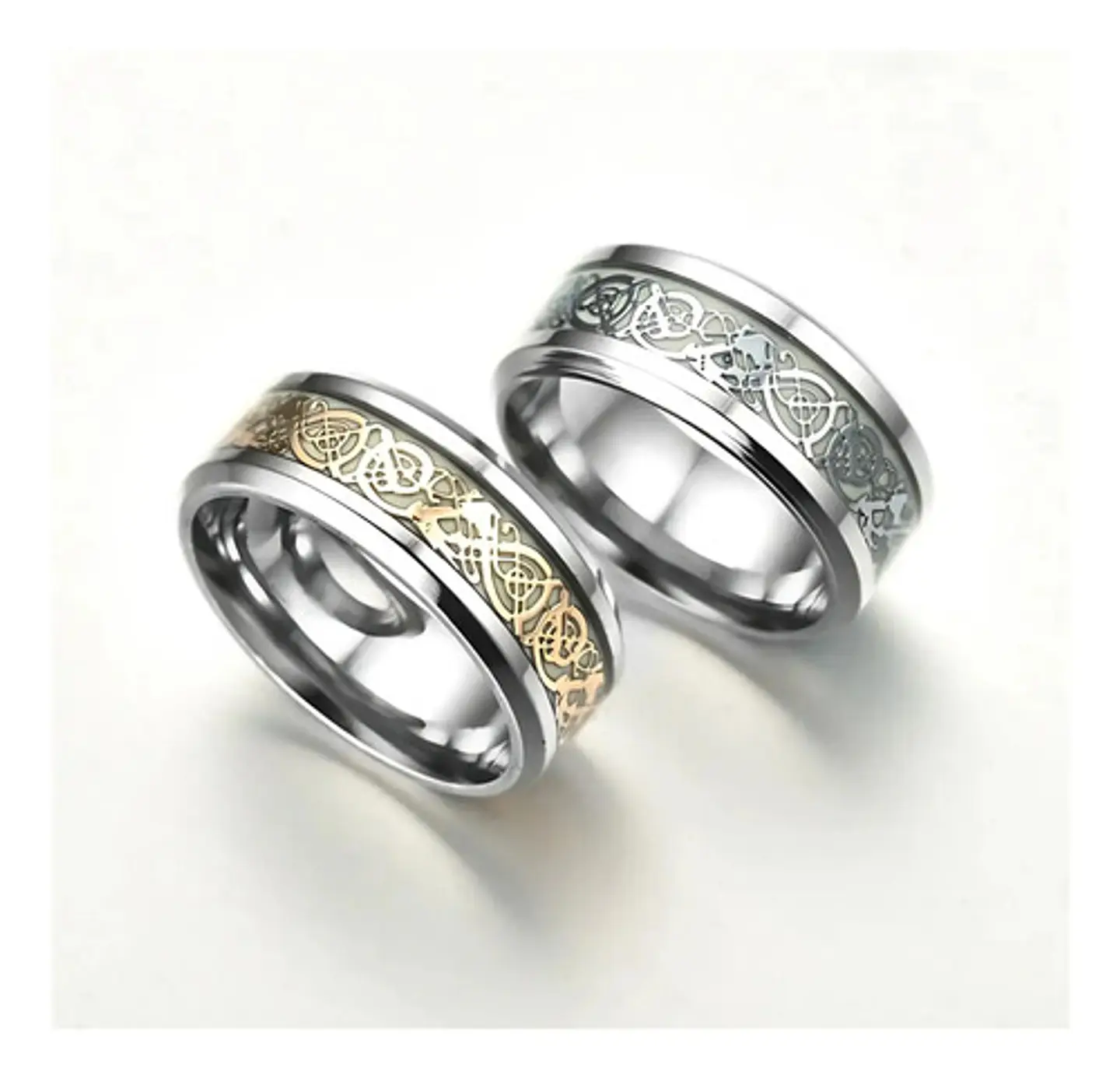 Anillo Argolla Brilla En La Oscuridad Dragón Luminoso Hombre 17