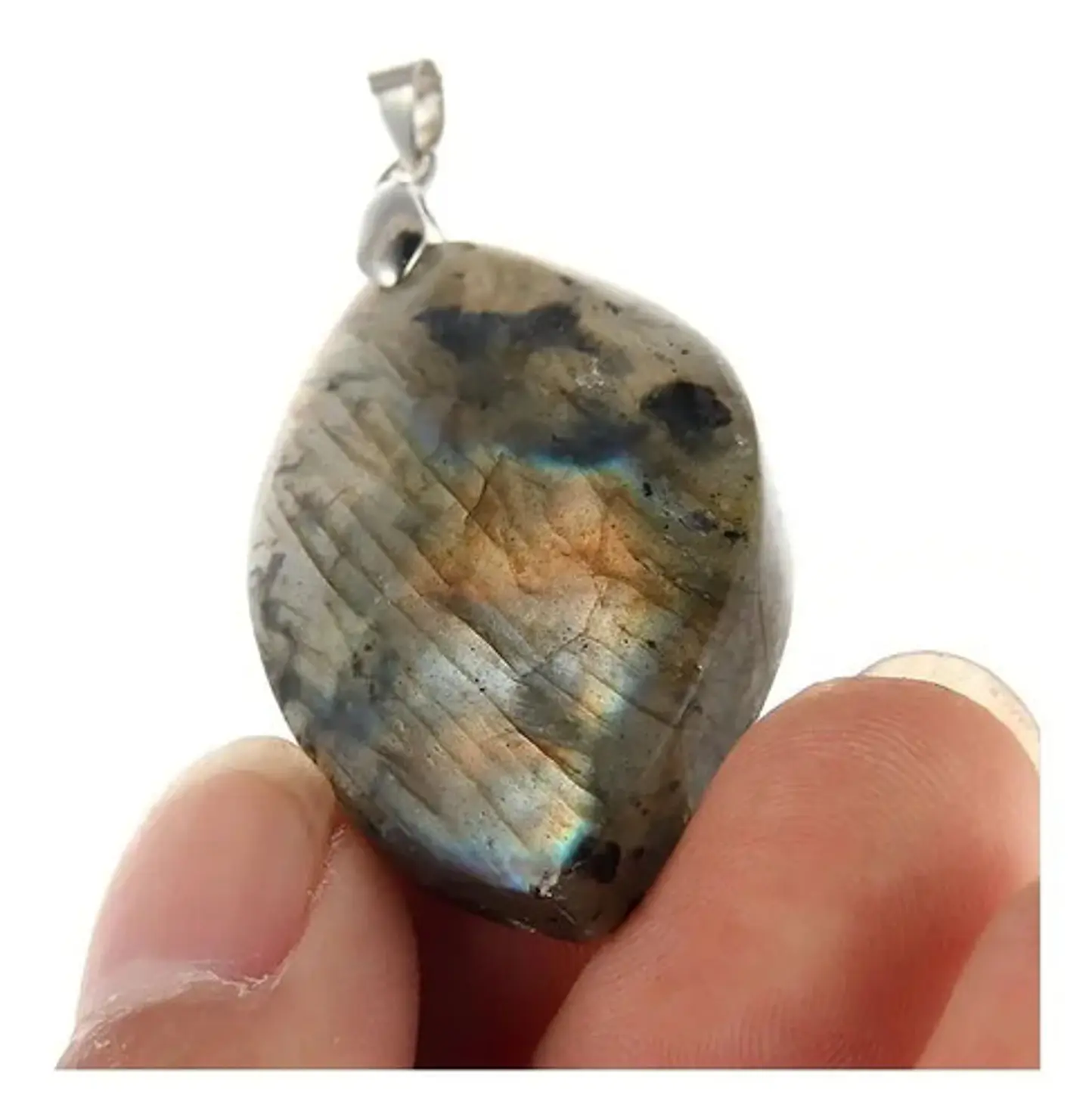 Collar Piedra Lunar Natural Labradorita Cristal Hombre Mujer 2