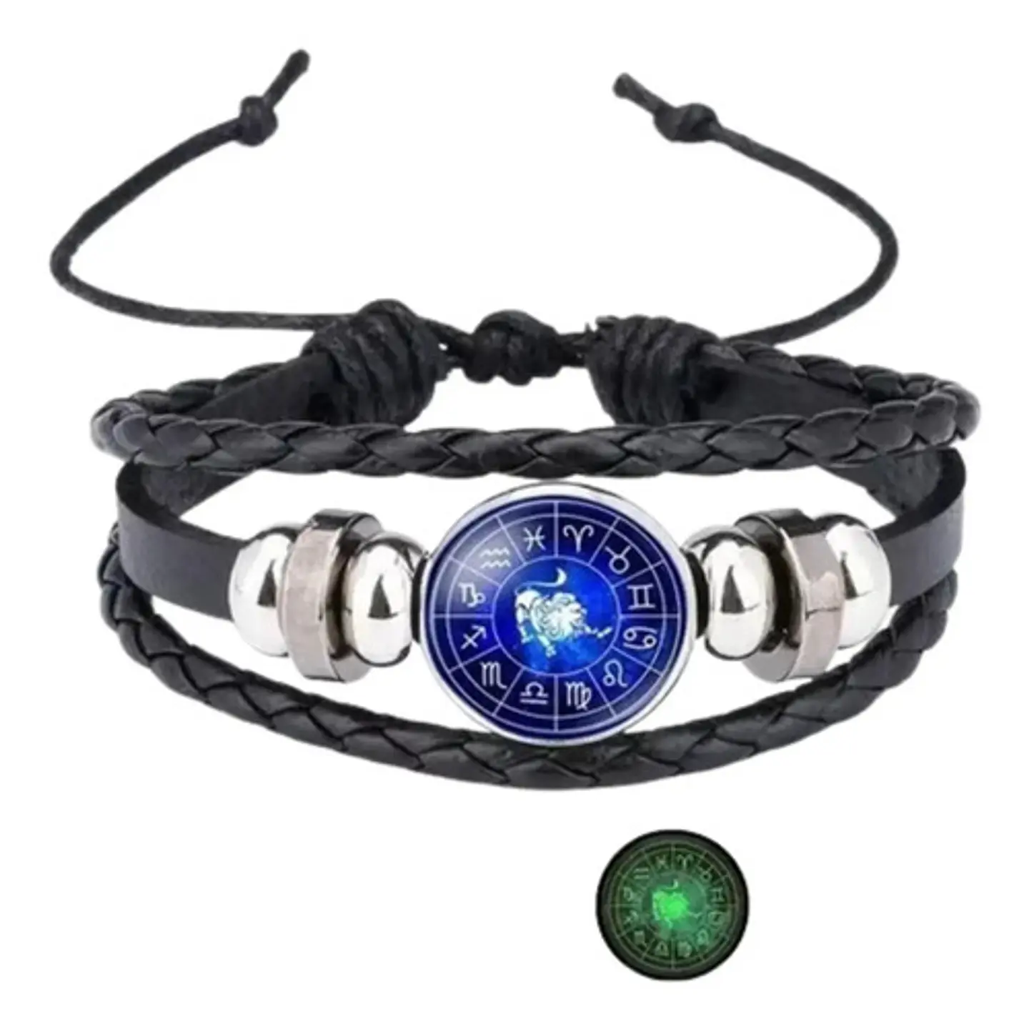 Pulsera Manilla Cuero Signos Zodiacales Para Hombre Mujer 3