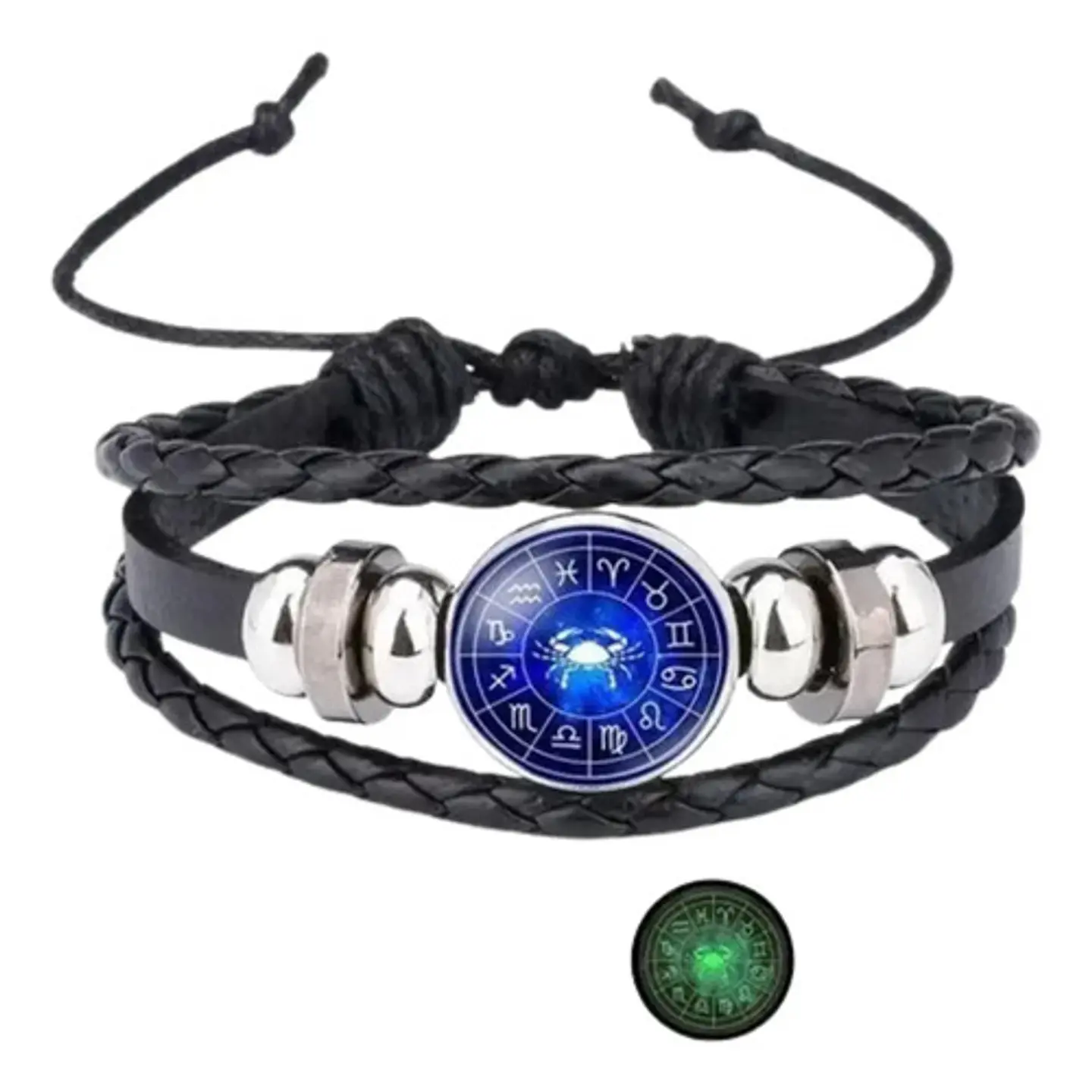Pulsera Manilla Cuero Signos Zodiacales Para Hombre Mujer 5