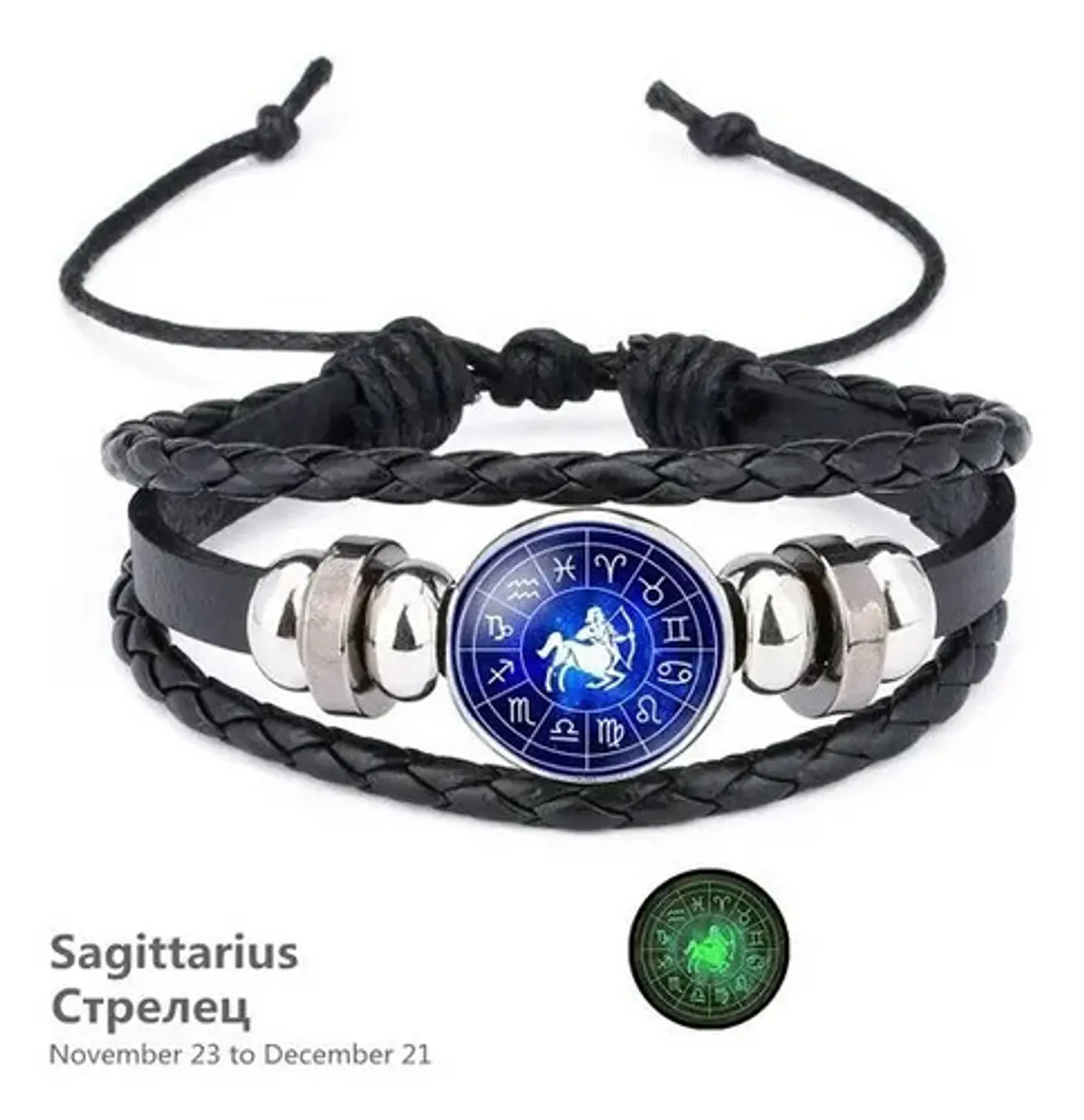 Pulsera Manilla Cuero Signos Zodiacales Para Hombre Mujer 19