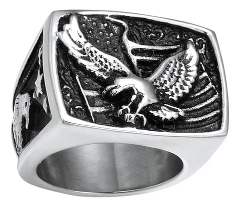 Anillo Águila Militar Acero Inoxidable Color Oro Para Hombre