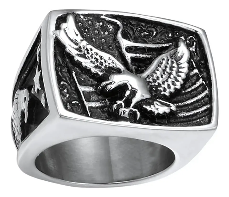 Anillo Águila Militar Acero Inoxidable Color Oro Para Hombre 1