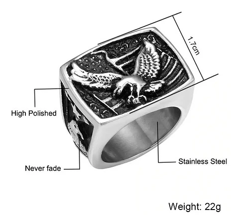 Anillo Águila Militar Acero Inoxidable Color Oro Para Hombre