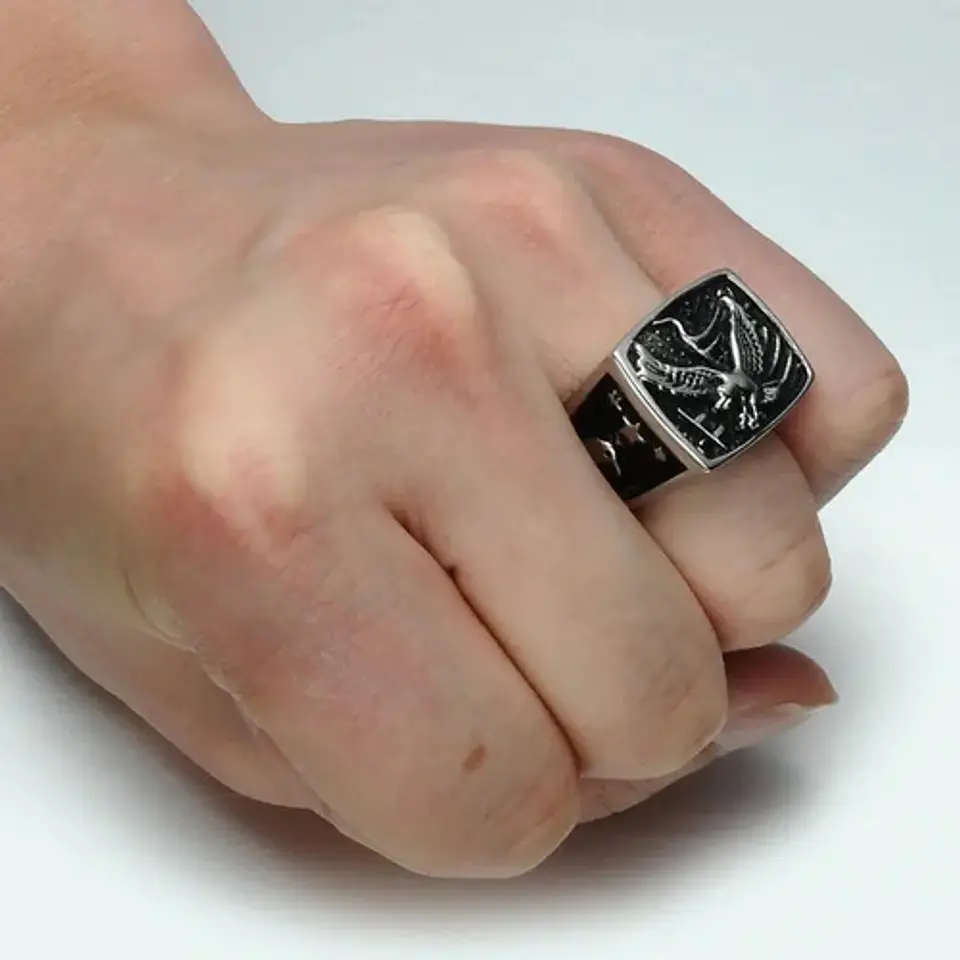 Anillo Águila Militar Acero Inoxidable Color Oro Para Hombre 4