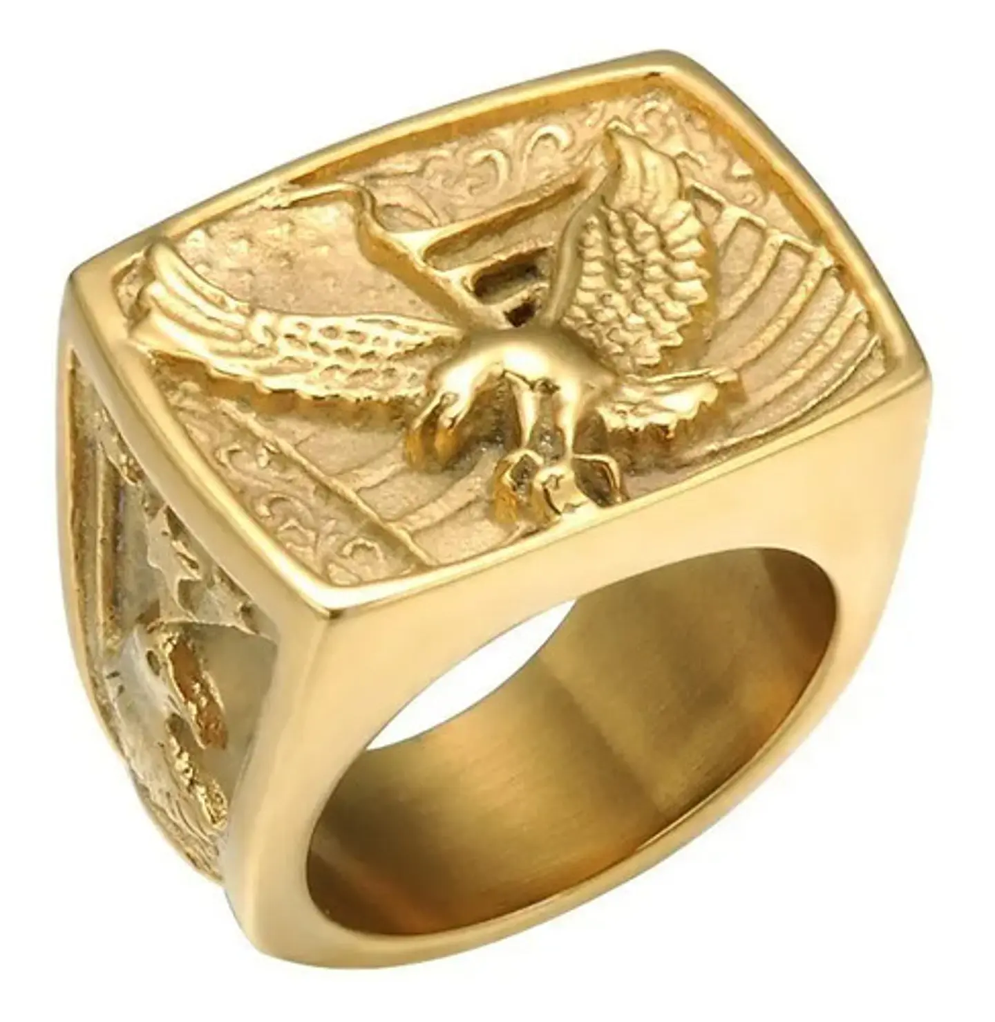 Anillo Águila Militar Acero Inoxidable Color Oro Para Hombre 6
