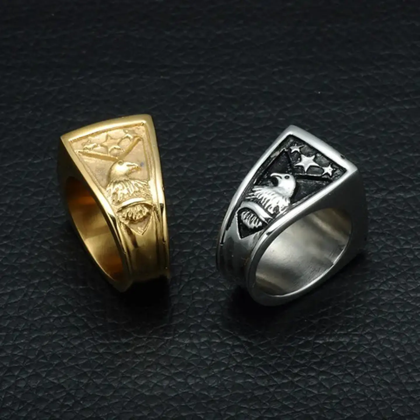 Anillo Águila Militar Acero Inoxidable Color Oro Para Hombre 9