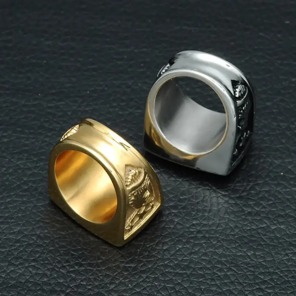 Anillo Águila Militar Acero Inoxidable Color Oro Para Hombre 10