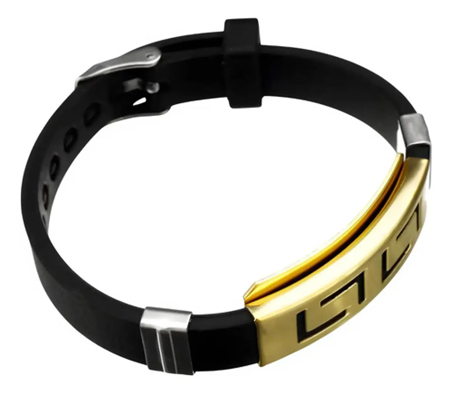 Pulsera Manillas Brazalete Goma Acero Inoxidable Para Hombre 4