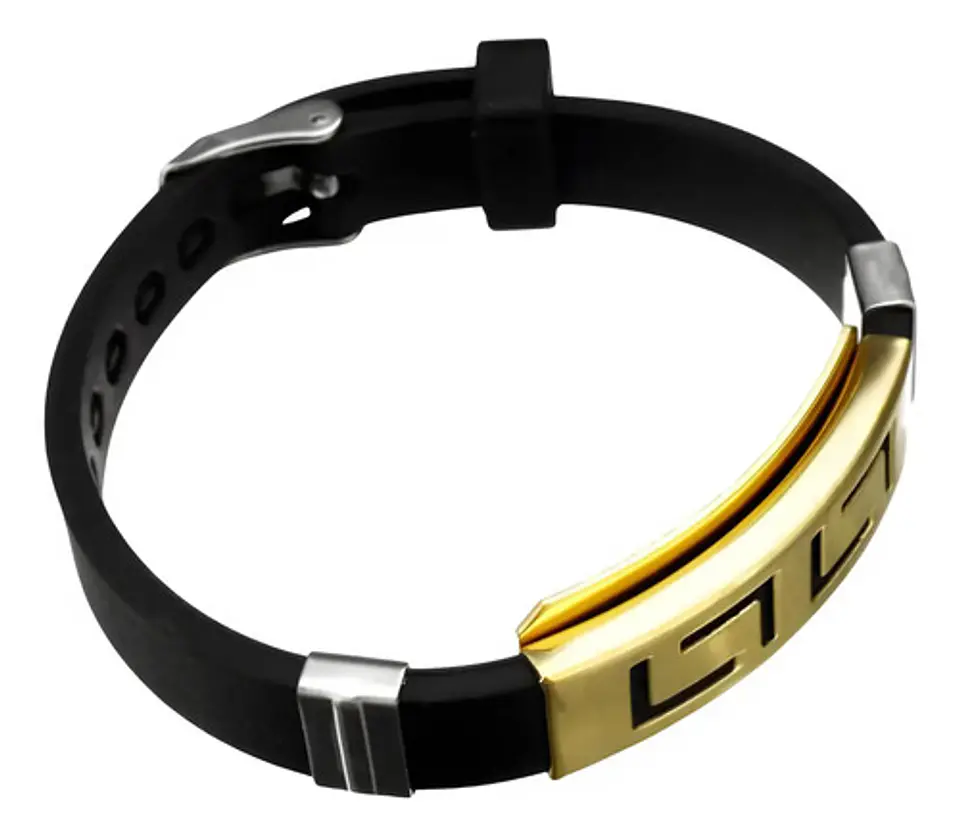 Pulsera Manillas Brazalete Goma Acero Inoxidable Para Hombre 4
