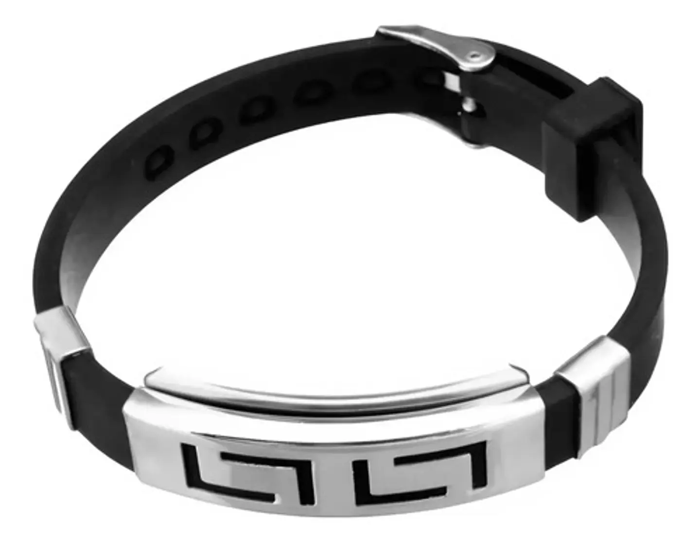 Pulsera Manillas Brazalete Goma Acero Inoxidable Para Hombre 12