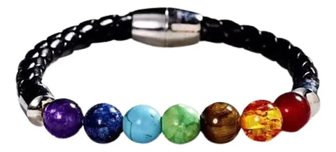 Pulsera Piedras Ojo De Tigre Chakras Lava Volcanica Hombre