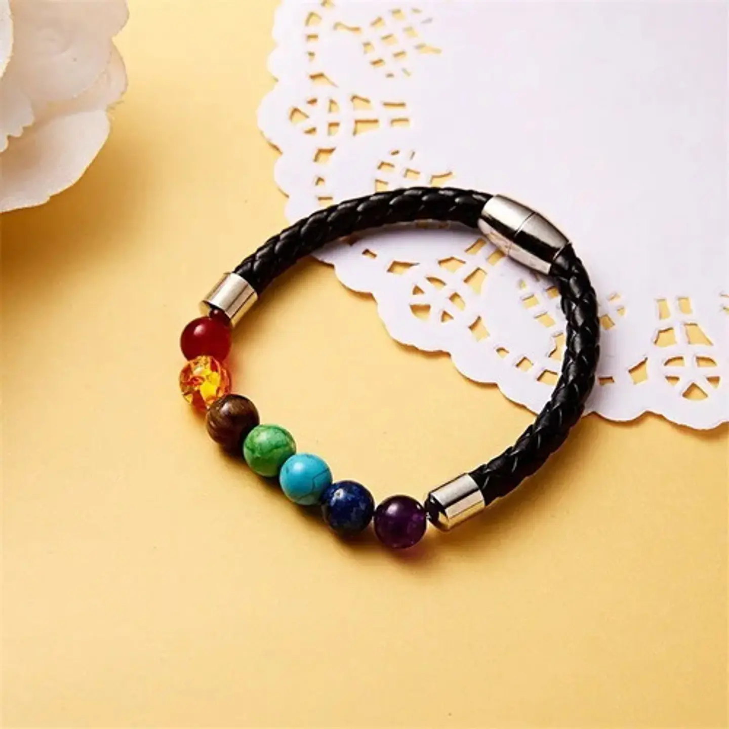 Pulsera Piedras Ojo De Tigre Chakras Lava Volcanica Hombre 4