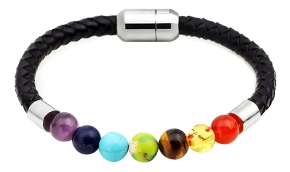 Pulsera Piedras Ojo De Tigre Chakras Lava Volcanica Hombre 5