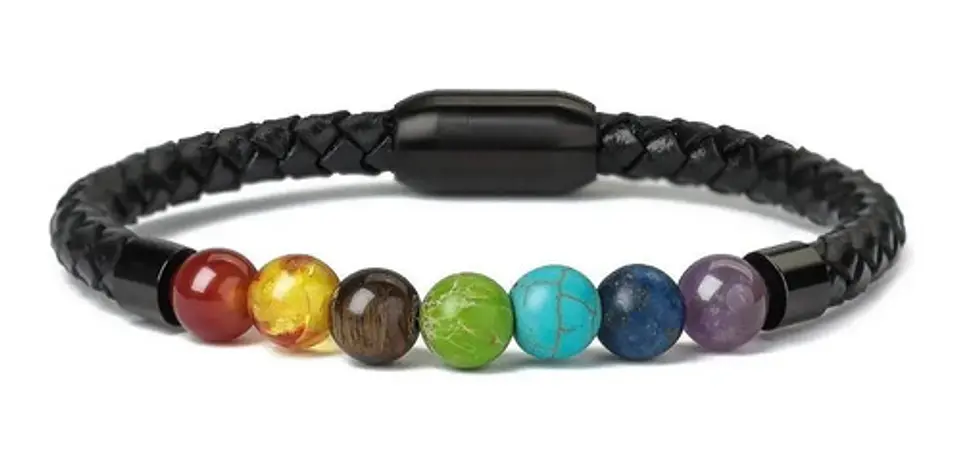 Pulsera Piedras Ojo De Tigre Chakras Lava Volcanica Hombre 10