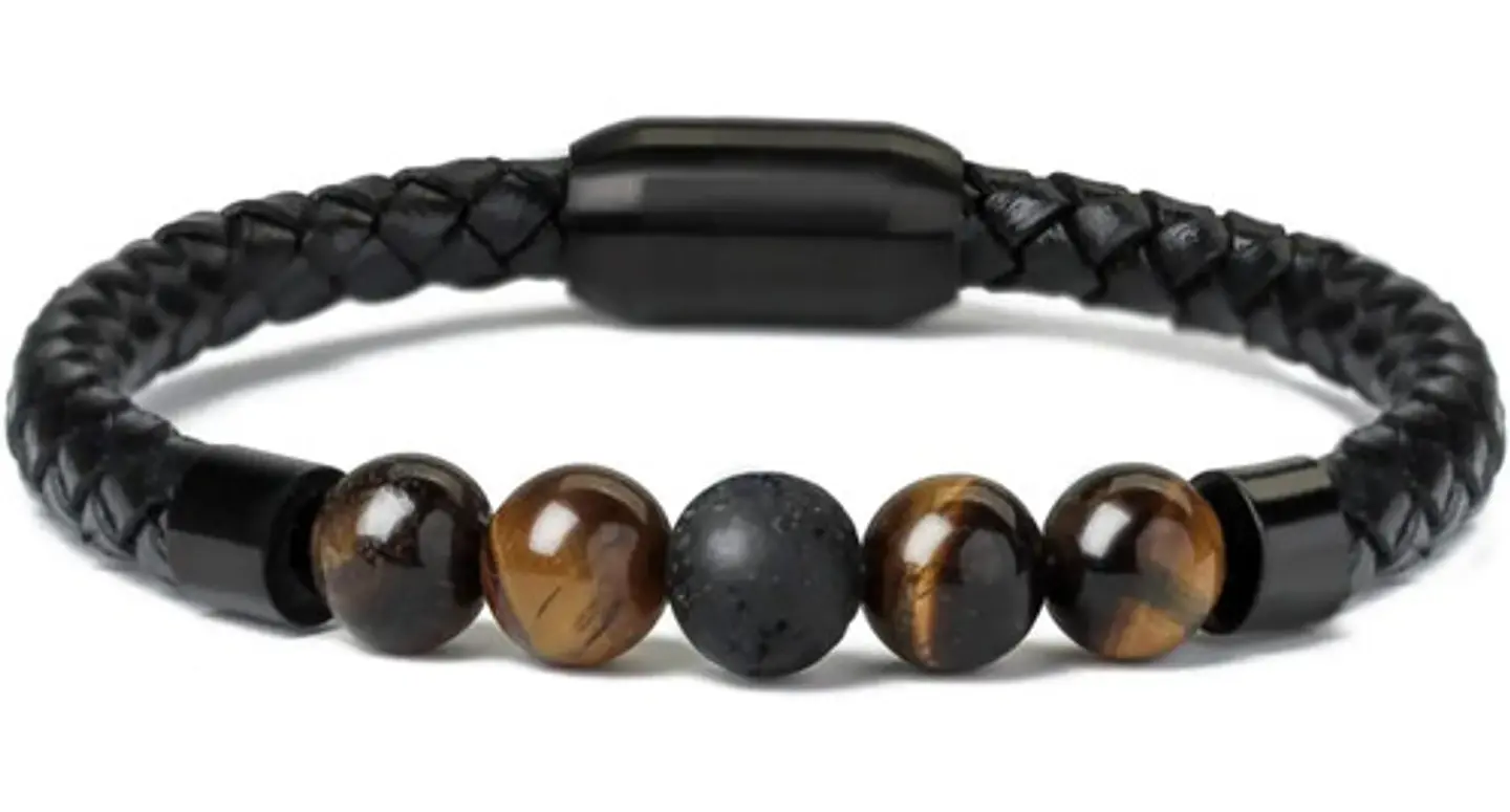 Pulsera Piedras Ojo De Tigre Chakras Lava Volcanica Hombre 11