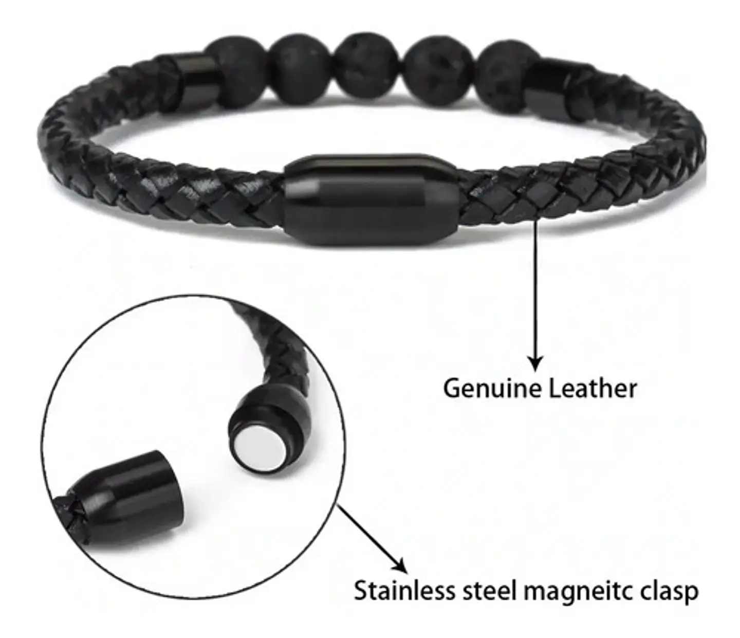 Pulsera Piedras Ojo De Tigre Chakras Lava Volcanica Hombre 12