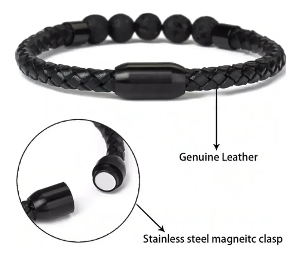 Pulsera Piedras Ojo De Tigre Chakras Lava Volcanica Hombre 12