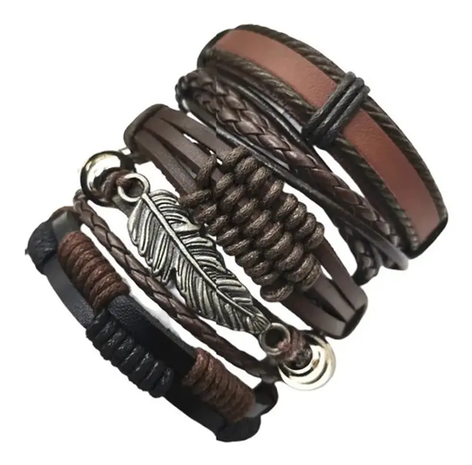 Pulsera Manilla Brazalete Cuero Trenzada Para Hombre Mujer 1