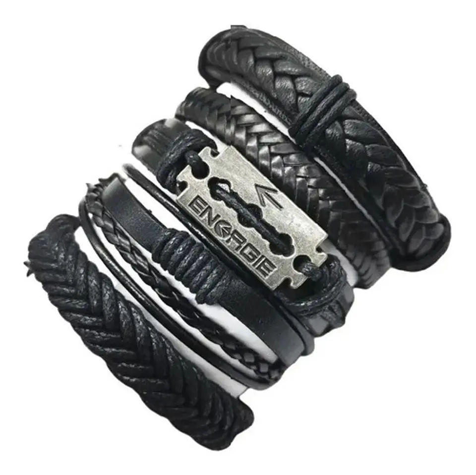 Pulsera Manilla Brazalete Cuero Trenzada Para Hombre Mujer 2