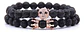 Pulsera Manilla Piedras Volcánica Naturales Leopardo Hombre - Miniatura 1