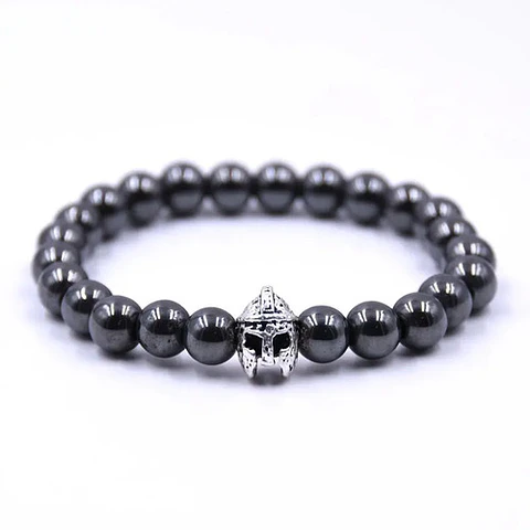 Pulsera Manilla Brazalete Hematita Casco Espartano Hombre