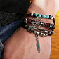 Pulsera Manilla Brazalete Cuero Color Café Timón  Hombre - Miniatura 5