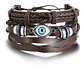 Pulsera Manilla Brazalete Cuero Color Café Timón  Hombre - Miniatura 6